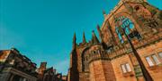 Exterior shot of ruins of Coventry Cathedral